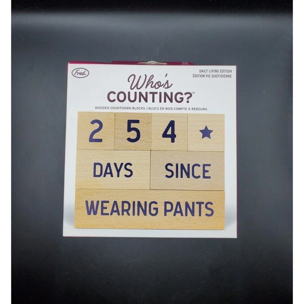New In Box Who's Counting Wooden Countdown Blocks By FRED Daily Living Edition